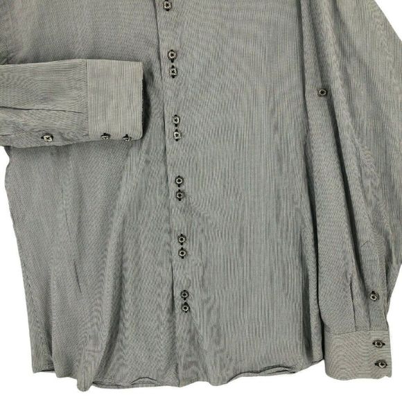Jared Lang Button Up Shirt Adult Extra Large Gray Square Button Long Sleeve Mens - Picture 3 of 12